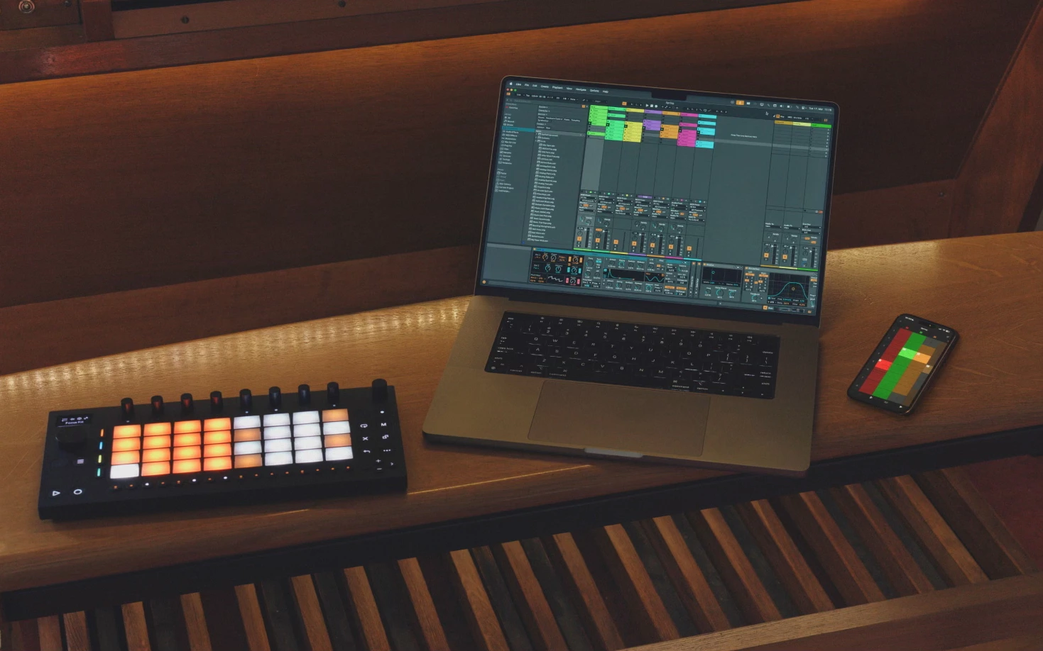 Ableton Live on a Macbook with a connected MIDI controller